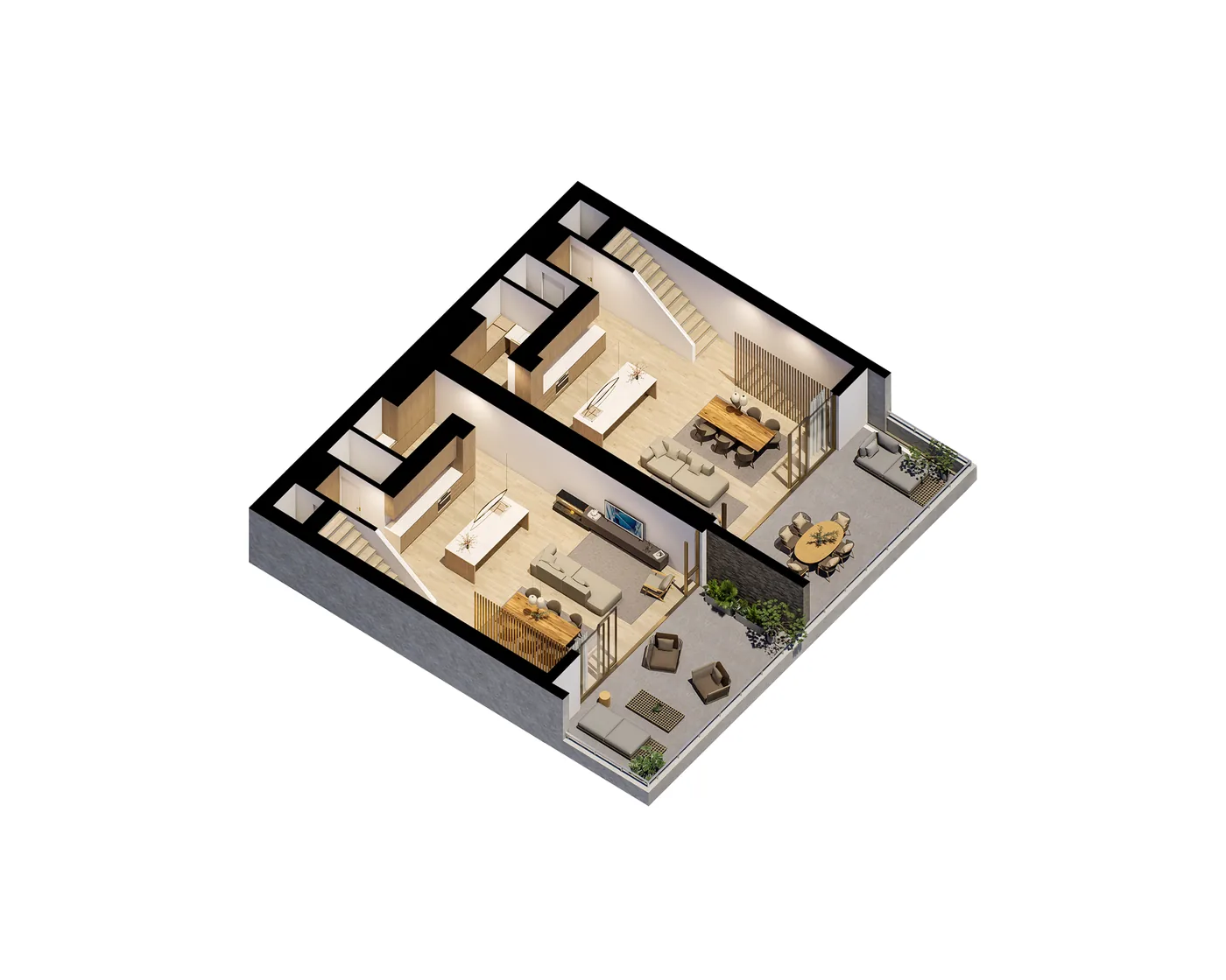 3D cut-away view of the ground floor